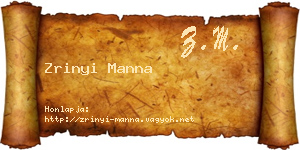 Zrinyi Manna névjegykártya